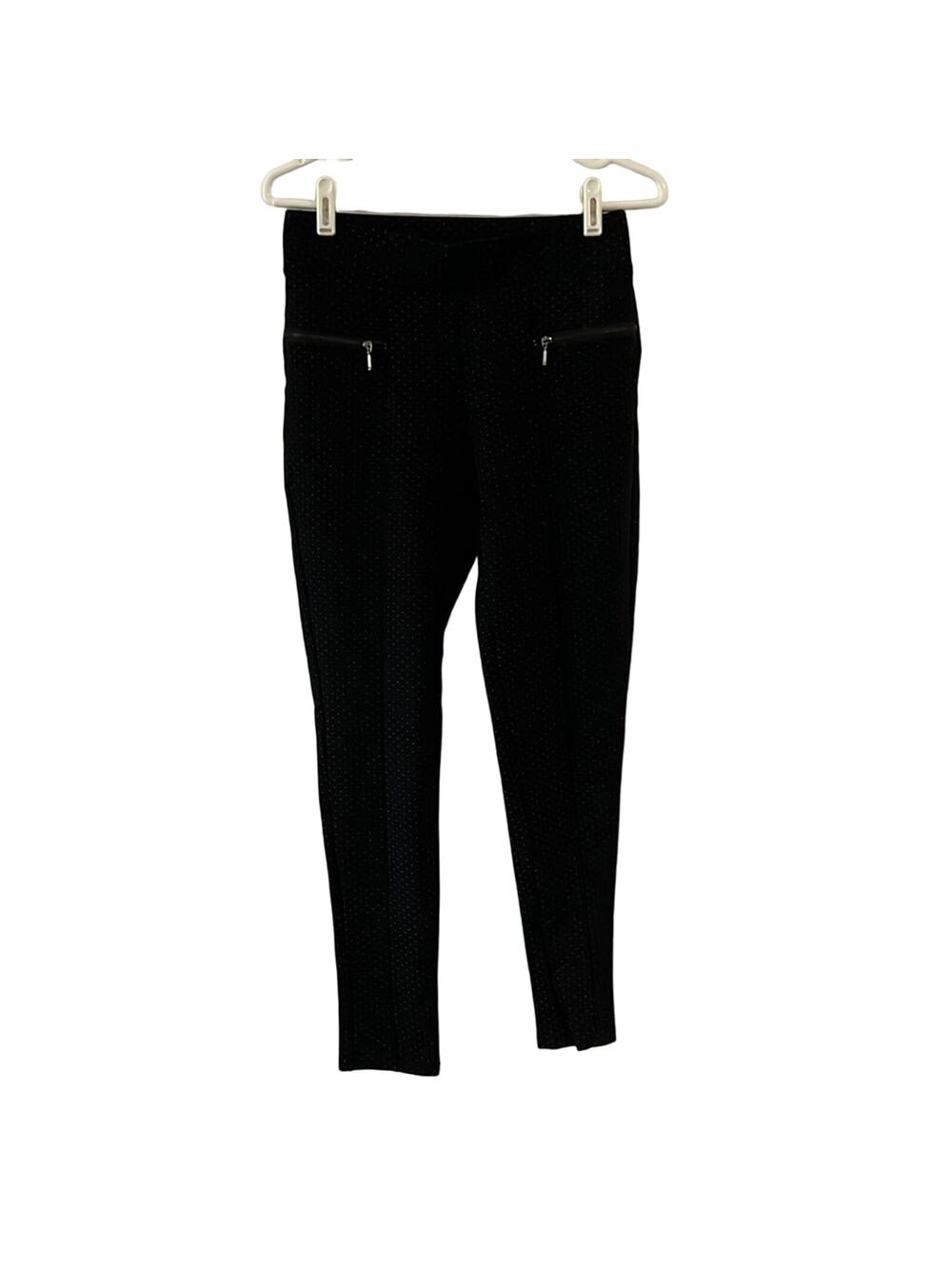 Lark + Grey  Black Mini Dot Print Knit Slim Leg Pants Woman Size Medium
